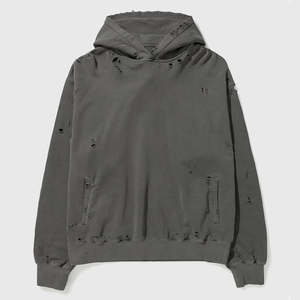 Sudaderas con capucha para hombre Vintage Acid Wash bordado desgastado Pull over Hoodie 450gsm algodón de gran tamaño French Terry Pullover - Product Image 3