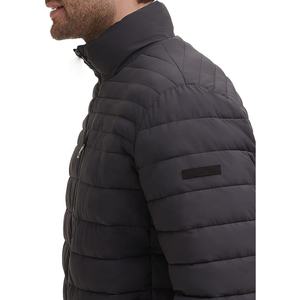 Chaqueta acolchada de lona negra para hombre al por mayor, ropa de calle de invierno de estilo a la moda personalizada, cálida, impermeable, con Cuello acolchado y bolsillo para hombre - Product Image 6