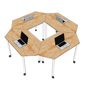 FOS 4-Piece Mobile <b>Table</b> Set Minimalist Modern Design Rhombus Pattern 197x180cm Assembled Rubber Wood Office Furniture-FOS018 - Product Image 6