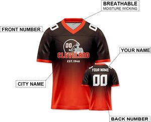Nouvel Arrivage Ensemble Maillot de Football Américain Sublimé Respirant Vêtement Décontracté Extérieur Spandex/Polyester Uniforme de Football pour Équipe Sportive - Product Image 2
