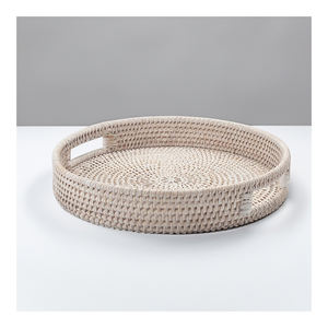 Vente en gros de plateaux ronds en bambou du Vietnam Plateau de service décoratif écologique avec cadre en rotin pour restaurant et Bar-SR2092 - Product Image 1