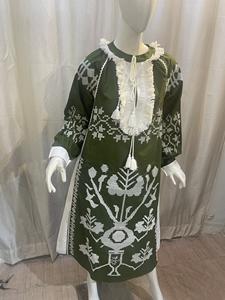 2024 nuevo vestido largo bohemio con cuello en V bordado exquisito borla manga farol vestido largo con cinturón vestido informal de mujer - Product Image 2