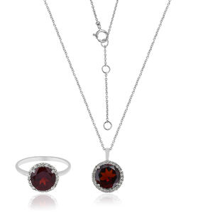 Conjunto de collar y anillo plata de primera ley y Circonia cúbica para mujer, sortija, plata esterlina 925, Circonia cúbica, zirconia, circonita, zirconita, amatista, estilo africano, fiesta de cumpleaños - Product Image 5