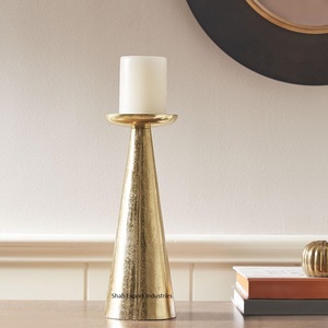 Style populaire métal pilier bougeoir plaqué or pour la maison mariage noël décor de table luxe bougie pilier - Product Image 6