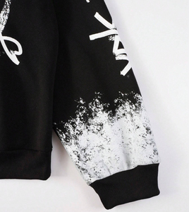 Sudadera con capucha con estampado hecho a mano Vintage para hombre, ropa de calle para hombre, jersey con ajuste de gran tamaño y mangas hasta la muñeca, Sudadera con capucha para hombre - Product Image 4