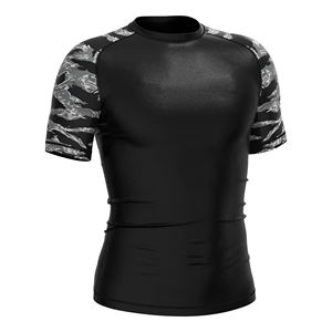 OEM Custom Sublimation Polyester Spandex Rash Guard For <b>Men</b> Short Sleeves Jiu Jitsu Rashguard BJJ MMA Compression <b>Shirt</b> - Product Image 3
