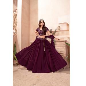 Exclusivo Heavy Designer Faux Georgette Lehenga Choli Últimas fiestas de boda étnicas Hilo Lentejuelas Trabajo Venta al por mayor Precio barato - Product Image 1
