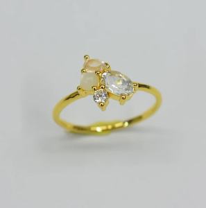 แหวนโรสควอตซ์สีขาวบุษราคัมเคลือบทอง14K ปรับแต่งได้ของขวัญงานปาร์ตี้งานหมั้นสำหรับงานแต่งงานและวันครบรอบ - Product Image 1