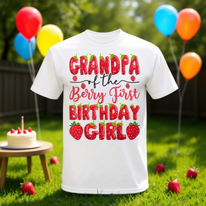 Maglietta per la prima festa di compleanno della bambina, la preferita del nonno per gli amanti delle fragole - Product Image 3