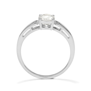 Bague en zircon Ratanakiri taille Radiant 1,22 ct, zircon blanc, argent sterling plaqué rhodium, sertissage géométrique - Product Image 3
