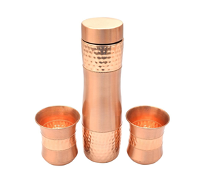 Bouteille de cuivre martelé fini bouteille d'eau en plein air pour Camping voyage sport ustensiles de cuisine sur le prix bon marché de l'Inde - Product Image 3