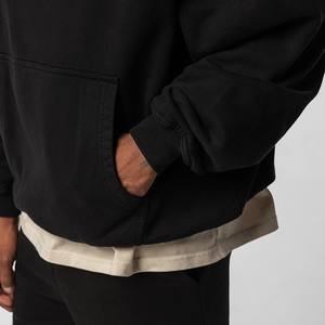 Vente en gros de pull à capuche 100% coton sur mesure OEM service uni noir poche kangourou fermeture éclair conception bouffée impression 6XL hiver - Product Image 5