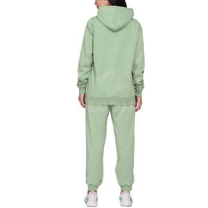 2025 survêtement deux pièces personnalisé pour femmes 100% coton Tech polaire col montant motif solide hiver Style décontracté - Product Image 5
