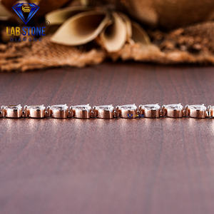 IGI certificado 13,3 TDW pera corte diamante tenis pulsera 18K oro rosa estilo clásico rodio para boda fiesta compromiso regalo - Product Image 3