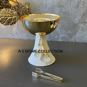 Quemador de incienso decorativo para el hogar Quemador de incienso de metal de calidad de lujo Servidor de vajilla de color dorado con bandeja - Product Image 3