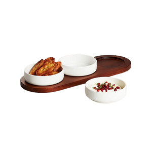 Juego de 3 condimentos de forma redonda Diseño atractivo Contenedor de especias de mármol de tamaño pequeño con bandeja de madera - Product Image 4