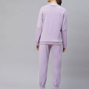 Ensemble décontracté à capuche, coupe classique, uni, lourd, assorti à un pantalon de jogging, ensemble de survêtement pour femmes, doux et confortable, ensemble de détente deux pièces - Product Image 3