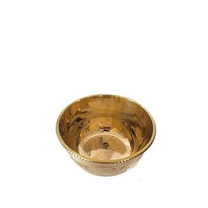 Bol de serveur de nourriture arrondi décoratif gravé à la main Bol en métal de finition plaqué or Design moderne Qualité durable - Product Image 1