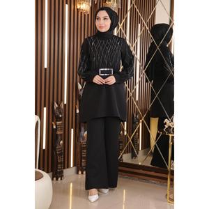 แบล็คเพิร์ล MSW19116-3 ชุดเสื้อมิดิคอกลมลำลอง 2 ชิ้นพร้อมผ้าโพลีเอสเตอร์ 100% - Product Image 1