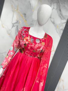 Presente todo nuevo moderno Lehenga Choli Real Modling ABRIC puro suave ligero Organza estampado Floral tela Interior Micro algodón - Product Image 3