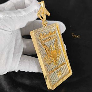 Moda 10K oro sólido laboratorio cultivado diamante pasaporte colgante collar helado Hip Hop joyería lujo Bling regalo para él - Product Image 1