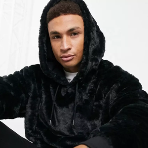 Mode hivernale Sweat-shirt unisexe à capuche avec fermeture à glissière, doux et confortable, jersey noir, pulls à capuche pour hommes - Product Image 2