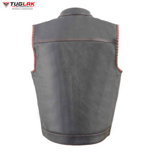 เสื้อกั๊กมอเตอร์ไซด์ของผู้ชายระบายอากาศได้ดีมีสไตล์เสื้อกล้ามหนังผ้าใบแบบลำลองสำหรับนักขี่มอเตอร์ไซค์ในฤดูหนาว - Product Image 2