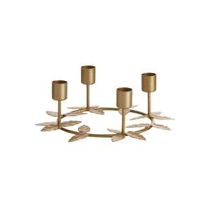 Portavelas Rústico de Metal con Diseño Floral, Soporte para 4 Velas Cónicas, Rosas Blancas, Elegante Centro de Mesa Estilo Rústico, Corona de Adviento - Product Image 2