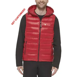 Chaleco acolchado de poliéster de concha suave de invierno personalizado de alta calidad para hombre con capucha ropa de calle de guata de algodón cálido con tela tejida - Product Image 1