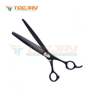 Ciseaux à effiler Teejay noirs, 28 dents, lame en acier inoxydable, manche long, pour droitiers, usage en salon de coiffure - Product Image 6