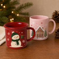 Mug à café en céramique personnalisé pour Noël, imprimé OEM, cadeau de fêtes, empilable, style rétro, pour thé et lait, pour la maison, le café, vente en gros