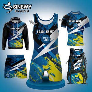 Concevez vos propres uniformes de lutte personnalisés en gros pour hommes, style extensible, léger, respirant, offre de pack groupé - Product Image 1