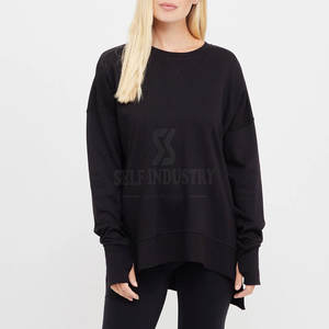 Long Sleeves <b>Women</b> <b>Longline</b> <b>Sweatshirt</b> Cotton Made In Pakistan Wholesale <b>Longline</b> <b>Women's</b> <b>Sweatshirt</b> - Product Image 3