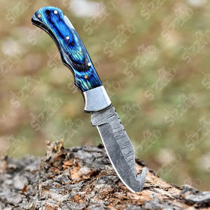 Couteau pliant damas de qualité supérieure avec manche en bois Beau couteau pliant personnalisé OEM Nom Logo Camping Cadeau pour hommes - Product Image 2