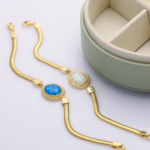 Blue Opal Oval Shape <b>Charm</b> <b>Silver</b> <b>Bracelet</b> Turkish Wholesale Handcrafted 925 Sterling <b>Silver</b> Jewelry - Product Image 6