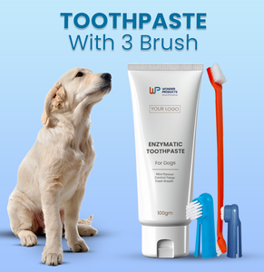 Enzymatic Toothpaste Specially Formulated <b>for</b> <b>Dogs</b> Customized Private Label with 3 <b>Brushes</b> Set with Tarter Control - Product Image 2