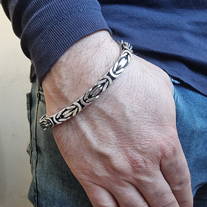 Byzantine 7.5 mm Necklace and Bracelet Combination Silver <b>Men</b> Jewelry Hi Hop Bracelet King Jewelry Wholesale From Turkey - Product Image 4