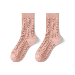 Wholesale High Quality Cotton <b>Socks</b> <b>Winter</b> Thicken Warm Jacquard Knitted Solid <b>Socks</b> for Ladies - Product Image 1