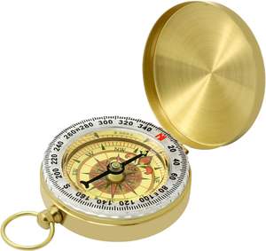 Boussole vintage étanche en cuivre classique avec motif circulaire pour la randonnée, la survie et la navigation en plein air - Product Image 1