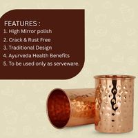 Meilleures ventes : Gobelet à eau en verre de cuivre pur martelé, 300 ml, réutilisable et étanche, pour cocktails, boissons et sodas, style Ayurveda