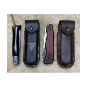Professional High Quality Cowhide Hunting Knife Leather Sheath <b>Bag</b> Folding Flap <b>Cover</b> Adjustable Strap 200 lb Capacity Brass OEM - Product Image 1