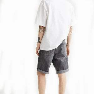 2026 Trending <b>Men</b> Grey Color Washed Denim <b>Shorts</b> With Ribbed Designs <b>For</b> Sale Casual <b>Men</b> <b>Shorts</b> In Custom Sizes - Product Image 3