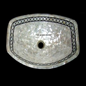 Fregaderos de artículos de baño hechos a mano de diseño de lujo, fregadero de nácar de Metal ovalado, almacenamiento, fregaderos de escritorio para baño, accesorios - Product Image 1