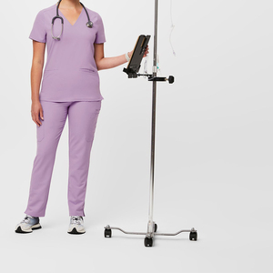 Women's Cotton Polyester Spandex <b>Scrub</b> <b>Set</b> for Hospital Use Wrinkle Resistant Needle Detection Seamless Fusing Short Sleeve - Product Image 5