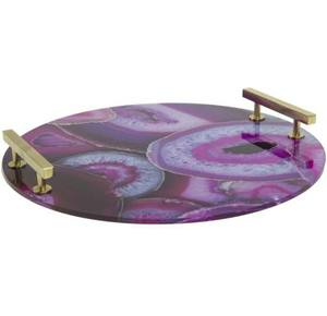 Meilleure vente en gros Plateaux en agate pour la maison et l'hôtel Plateau de service en agate avec poignée en métal Plateau à bijoux en agate pour article cadeau - Product Image 2