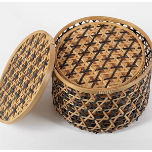 Handwoven eco-friendly bamboo gift <b>box</b> storage basket for food drink for spring party wedding from Vietnam - Product Image 3