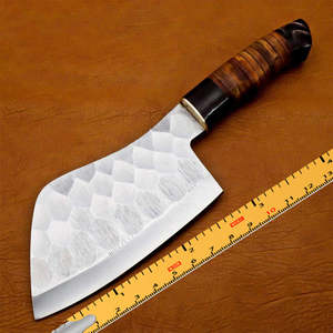 Professionnel Corban Acier En Acier Au Carbone Chef Couteau Rasoir Sharp Chopper Cleaver avec Gaine En Cuir en Vente - Product Image 5