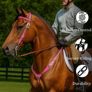 Arnés de Cuero Occidental de Diseño |   Hebillas de diamantes de imitación para cabezales de caballo |   Conjunto de Armadura a Juego |   Fabricante y Exportador de la India 2026 - Product Image 3