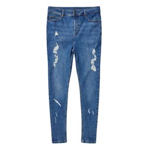 กางเกงยีนส์ขาดแบบสไปพ์สำหรับผู้ชายกางเกงยีนส์ผ้ายืดทรงสูงสีฟ้าเข้มรัดรูปทำให้ดูผอมใส่ได้ทุกวัน - Product Image 4