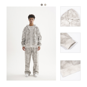 100% algodón Unisex en blanco francés Terry Sudadera con capucha de gran tamaño chaqueta con cremallera hombres contraste costura Zip up Sudadera con capucha - Product Image 3